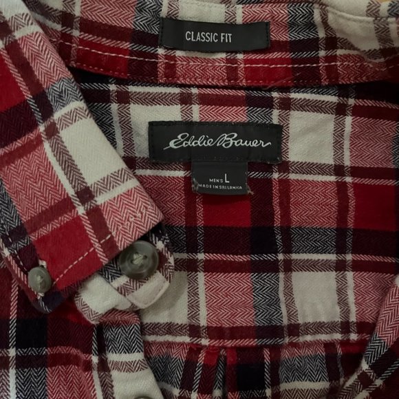 Eddie Bauer Red, Ivory & Burgundy Flannel - Picture 2 of 6